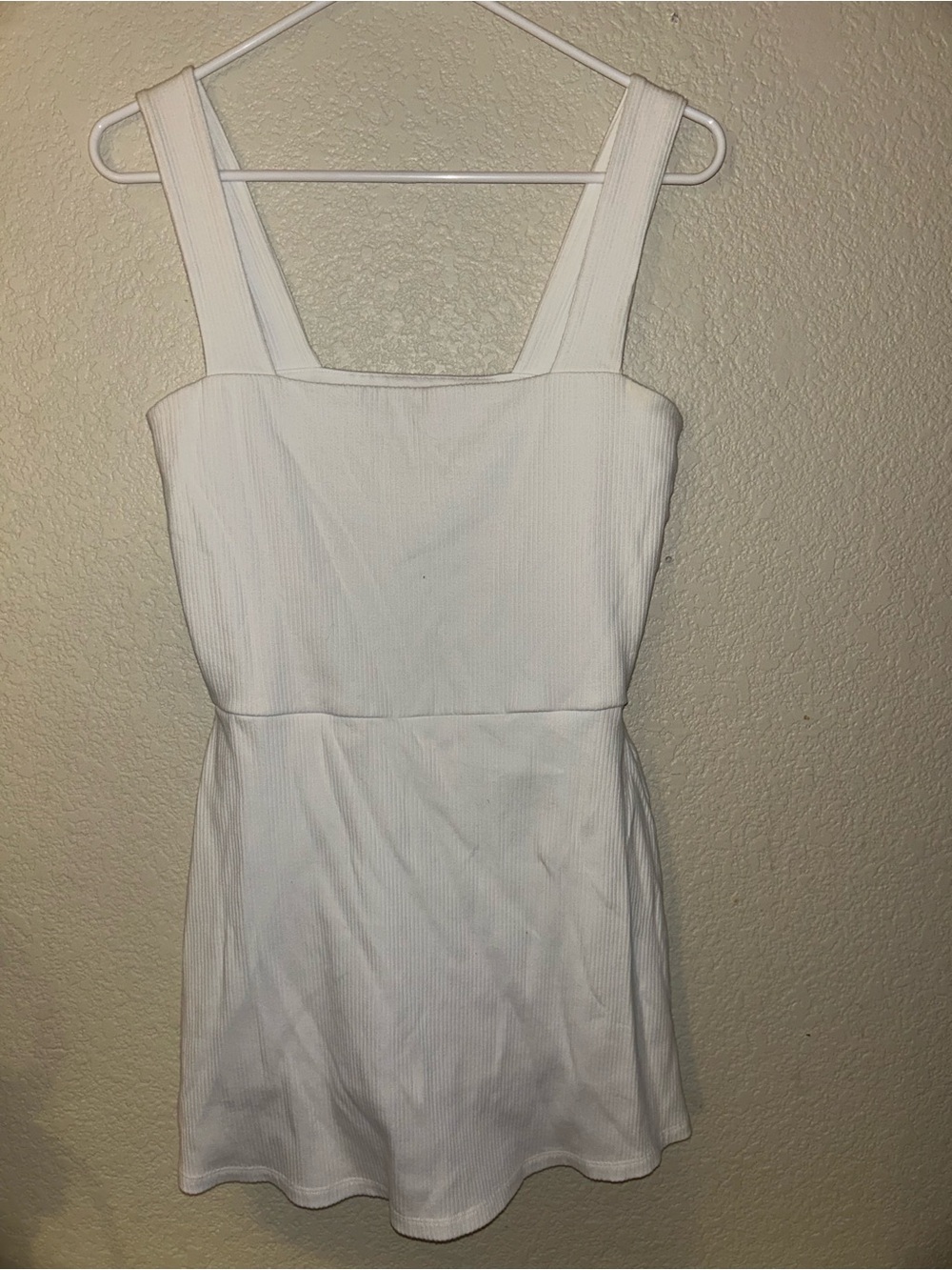 Pink by Victorias Secret White Ribbed Romper Jumper Skort Dress Size Large